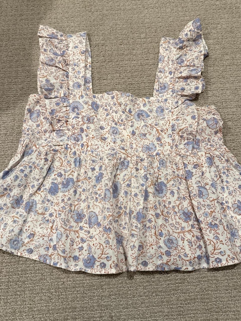 Billabong White Top with Light Blue and Rust Print